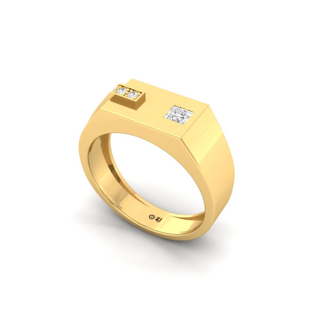 Men’s Two-Tone Diamond Band | Modern Lab Grown Diamond Ring | Bold Sophistication | 925 Silver | 10K | 14K | 18K - View 2