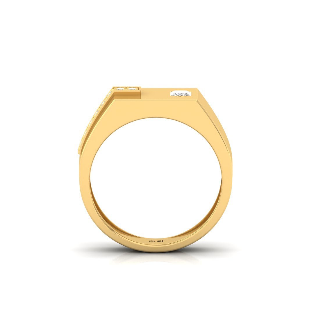 Men’s Two-Tone Diamond Band | Modern Lab Grown Diamond Ring | Bold Sophistication | 925 Silver | 10K | 14K | 18K - View 3