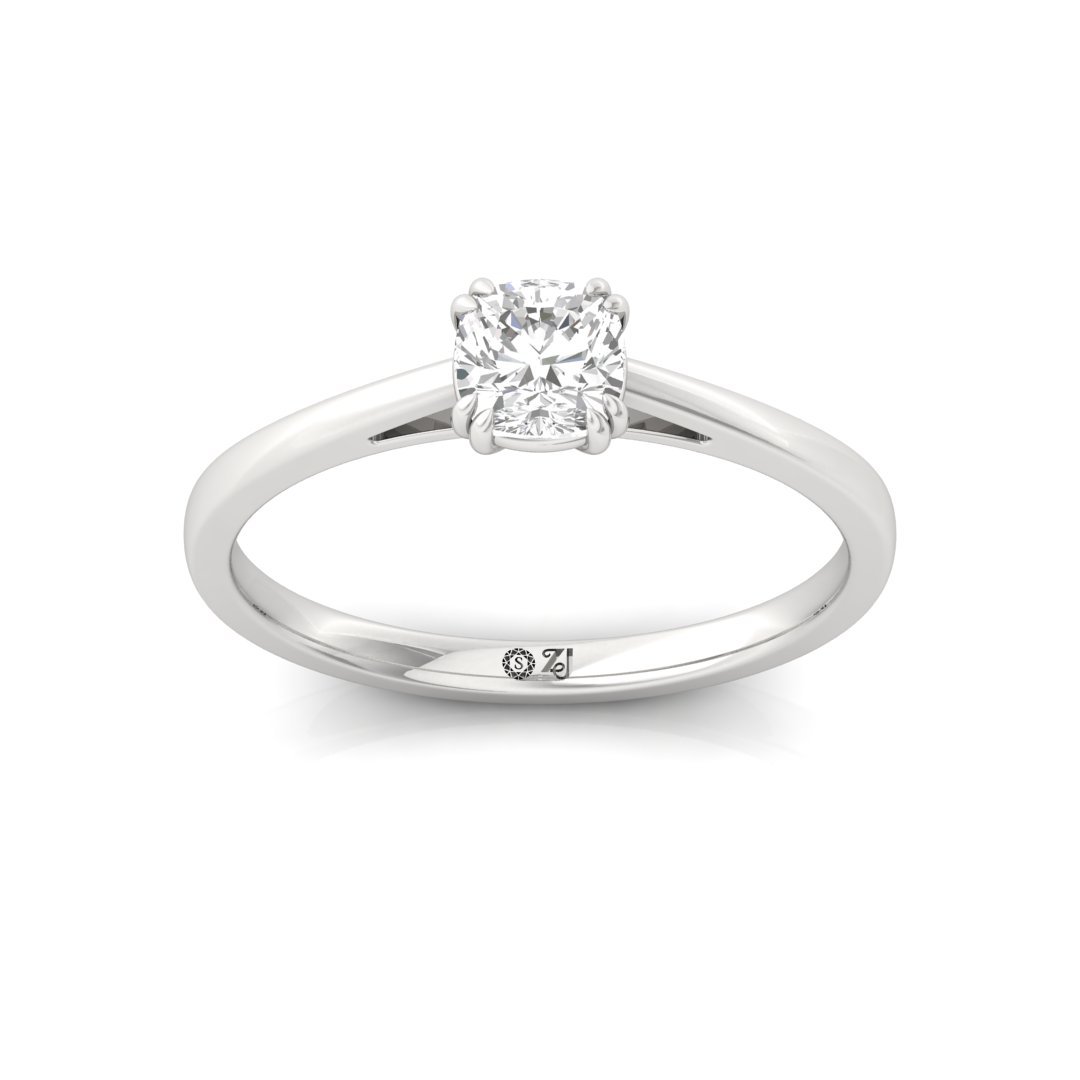 Cushion Cut Solitaire Diamond Engagement Ring of Timeless Elegance | Lab Grown CVD Promise Ring | 925 Silver | 10K | 14K | 18K - Main View