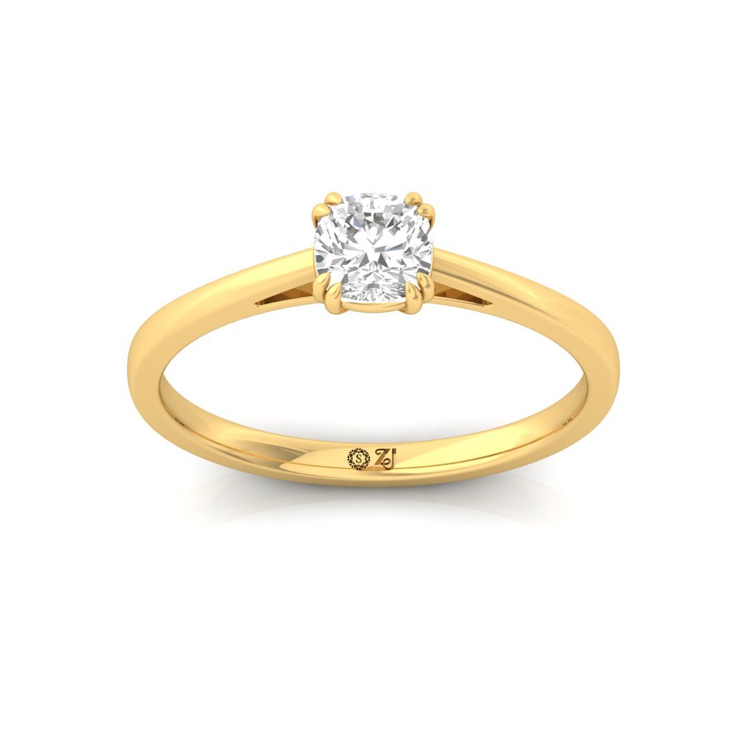 Cushion Cut Solitaire Diamond Engagement Ring of Timeless Elegance | Lab Grown CVD Promise Ring | 925 Silver | 10K | 14K | 18K - Gold Main View
