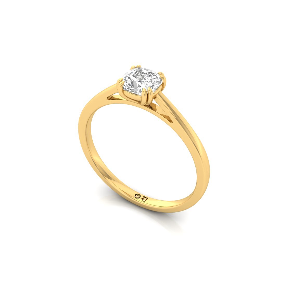 Cushion Cut Solitaire Diamond Engagement Ring of Timeless Elegance | Lab Grown CVD Promise Ring | 925 Silver | 10K | 14K | 18K - View 2