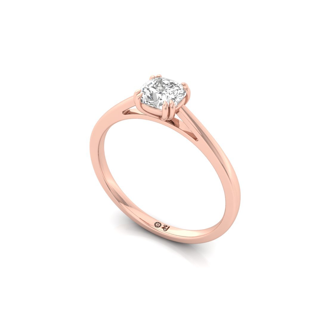 Cushion Cut Solitaire Diamond Engagement Ring of Timeless Elegance | Lab Grown CVD Promise Ring | 925 Silver | 10K | 14K | 18K - View 2