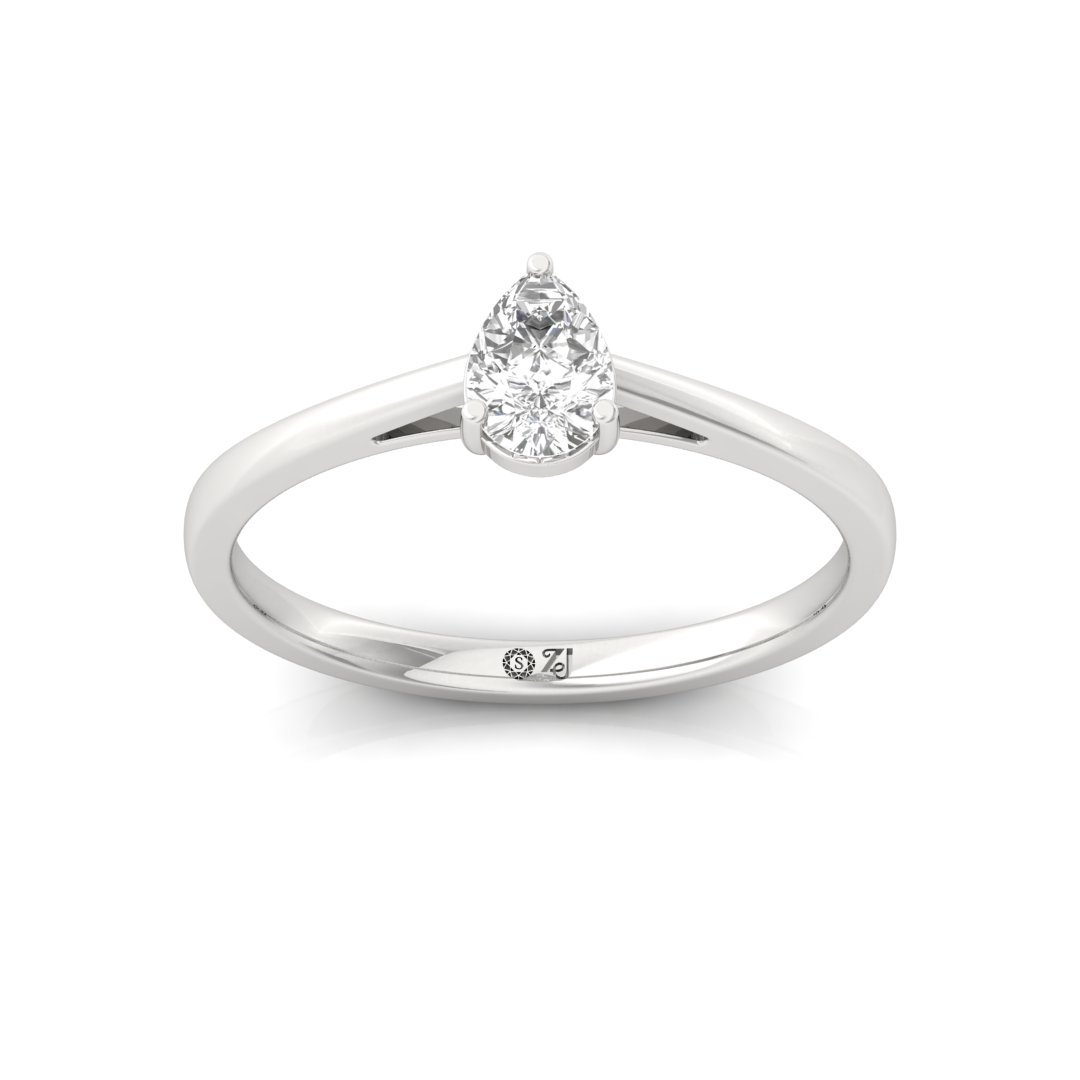 Pear Cut Diamond Engagement Ring | Teardrop Solitaire Ring of Eternal Love | Lab Grown CVD Diamond | 925 Silver | 10K | 14K | 18K - Main View