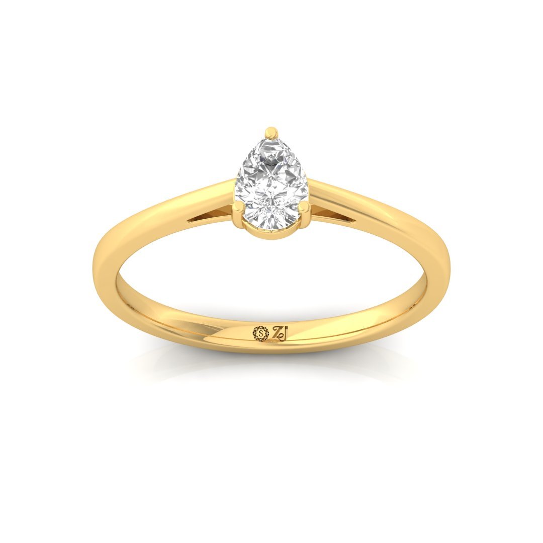 Pear Cut Diamond Engagement Ring | Teardrop Solitaire Ring of Eternal Love | Lab Grown CVD Diamond | 925 Silver | 10K | 14K | 18K - Gold Main View