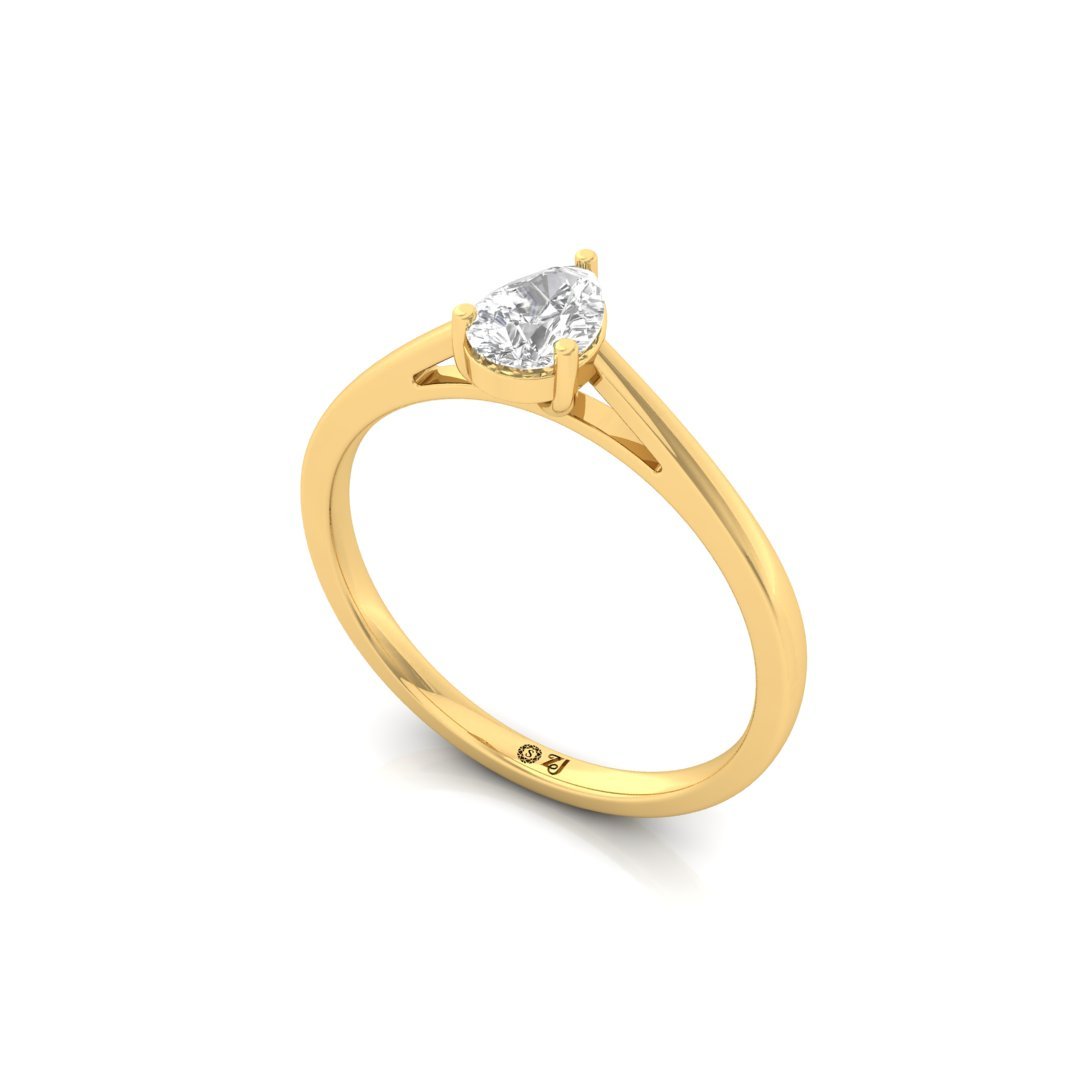Pear Cut Diamond Engagement Ring | Teardrop Solitaire Ring of Eternal Love | Lab Grown CVD Diamond | 925 Silver | 10K | 14K | 18K - View 2