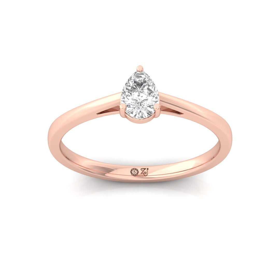 Pear Cut Diamond Engagement Ring | Teardrop Solitaire Ring of Eternal Love | Lab Grown CVD Diamond | 925 Silver | 10K | 14K | 18K - Rose Gold Main View