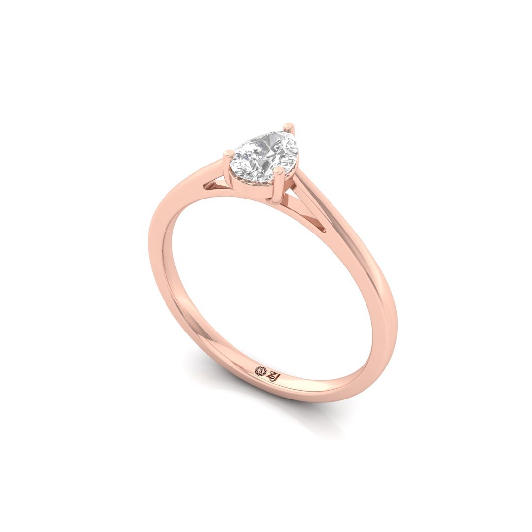 Pear Cut Diamond Engagement Ring | Teardrop Solitaire Ring of Eternal Love | Lab Grown CVD Diamond | 925 Silver | 10K | 14K | 18K - View 2