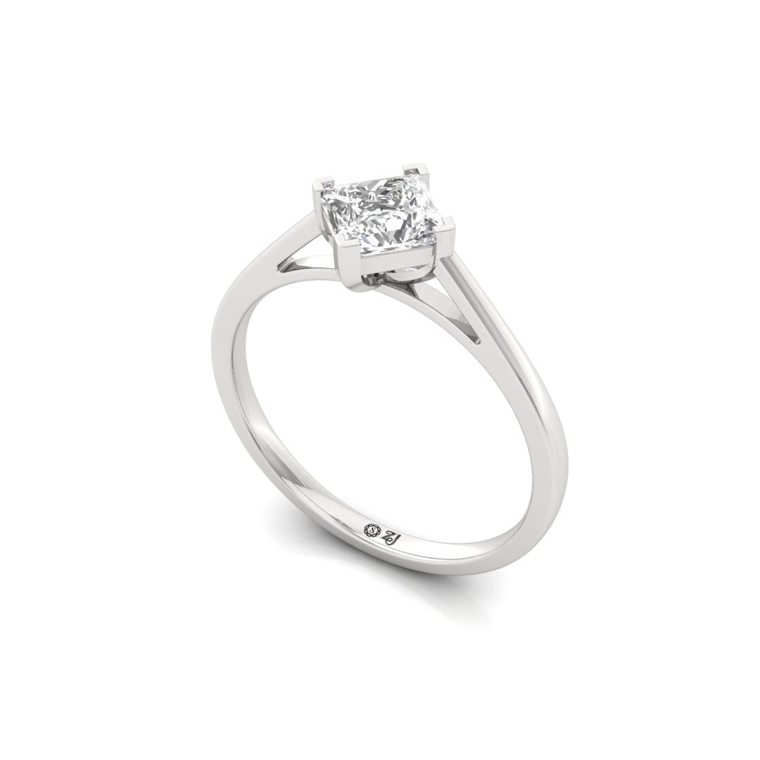 Princess Cut Diamond Engagement Ring | Modern Love Solitaire Ring | Lab Grown CVD Diamond | 925 Silver | 10K | 14K | 18K - View 2