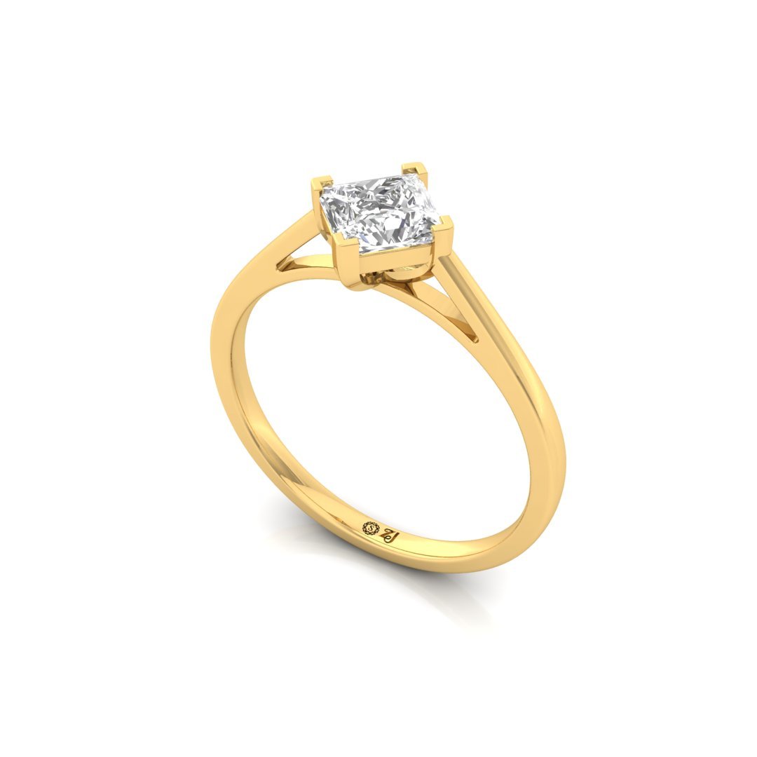 Princess Cut Diamond Engagement Ring | Modern Love Solitaire Ring | Lab Grown CVD Diamond | 925 Silver | 10K | 14K | 18K - View 2