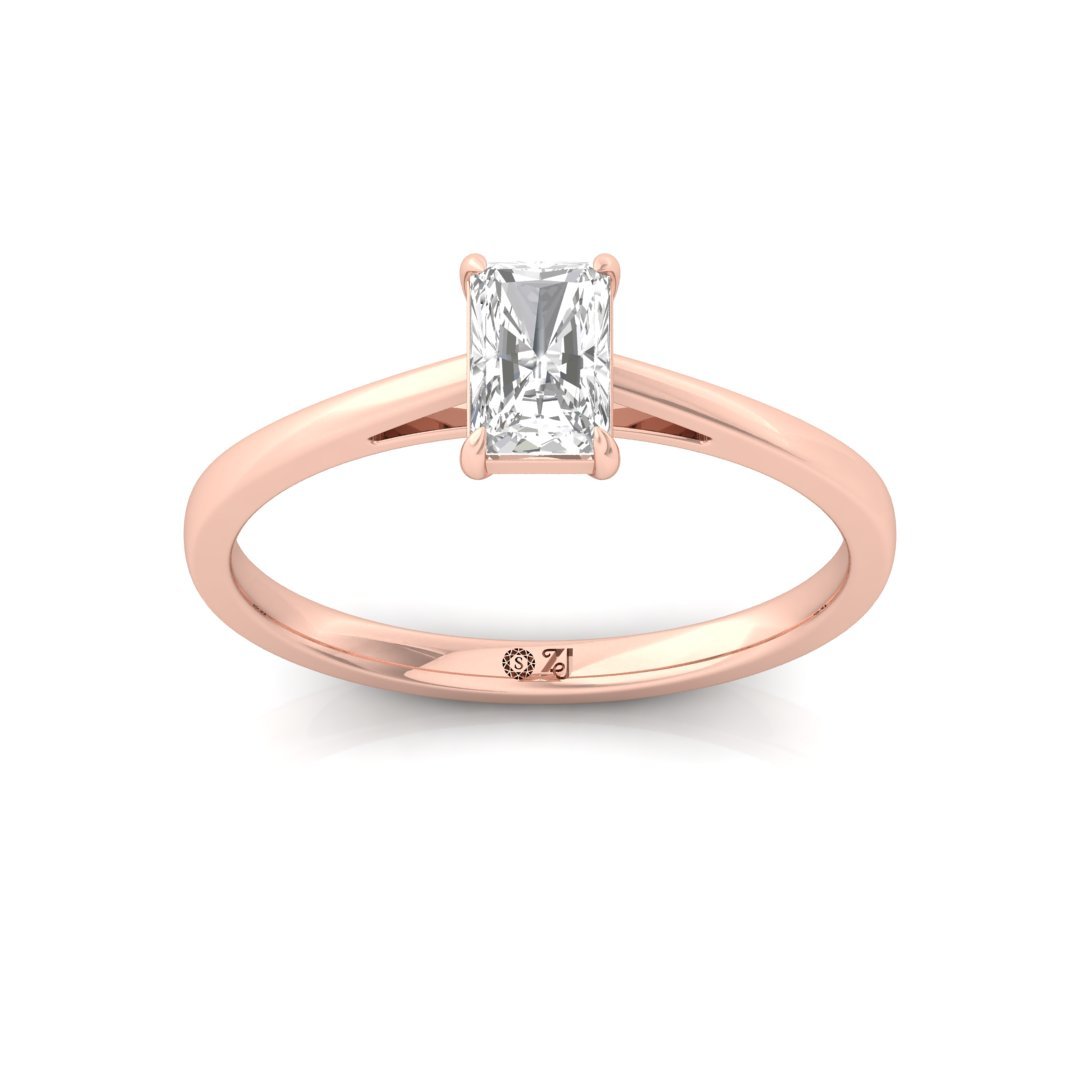 Radiant Cut Diamond Engagement Ring | Elegant Love Solitaire Ring | Lab Grown CVD Diamond | 925 Silver | 10K | 14K | 18K - Rose Gold Main View
