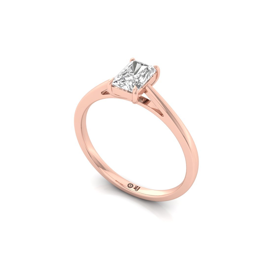 Radiant Cut Diamond Engagement Ring | Elegant Love Solitaire Ring | Lab Grown CVD Diamond | 925 Silver | 10K | 14K | 18K - View 2
