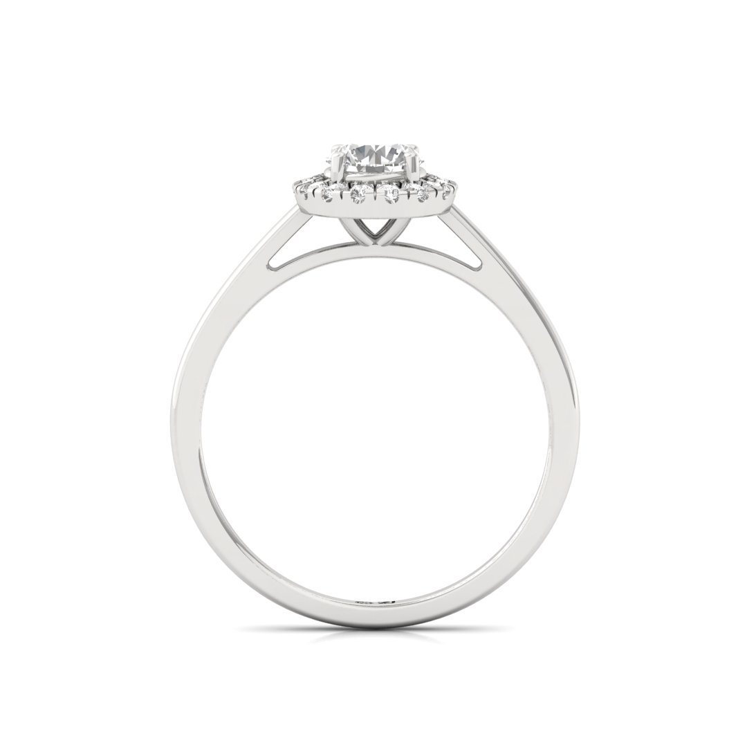 Round Cut Diamond Halo Engagement Ring | Eternal Love Solitaire with Halo | Lab Grown CVD Diamond | 925 Silver | 10K | 14K | 18K - View 3