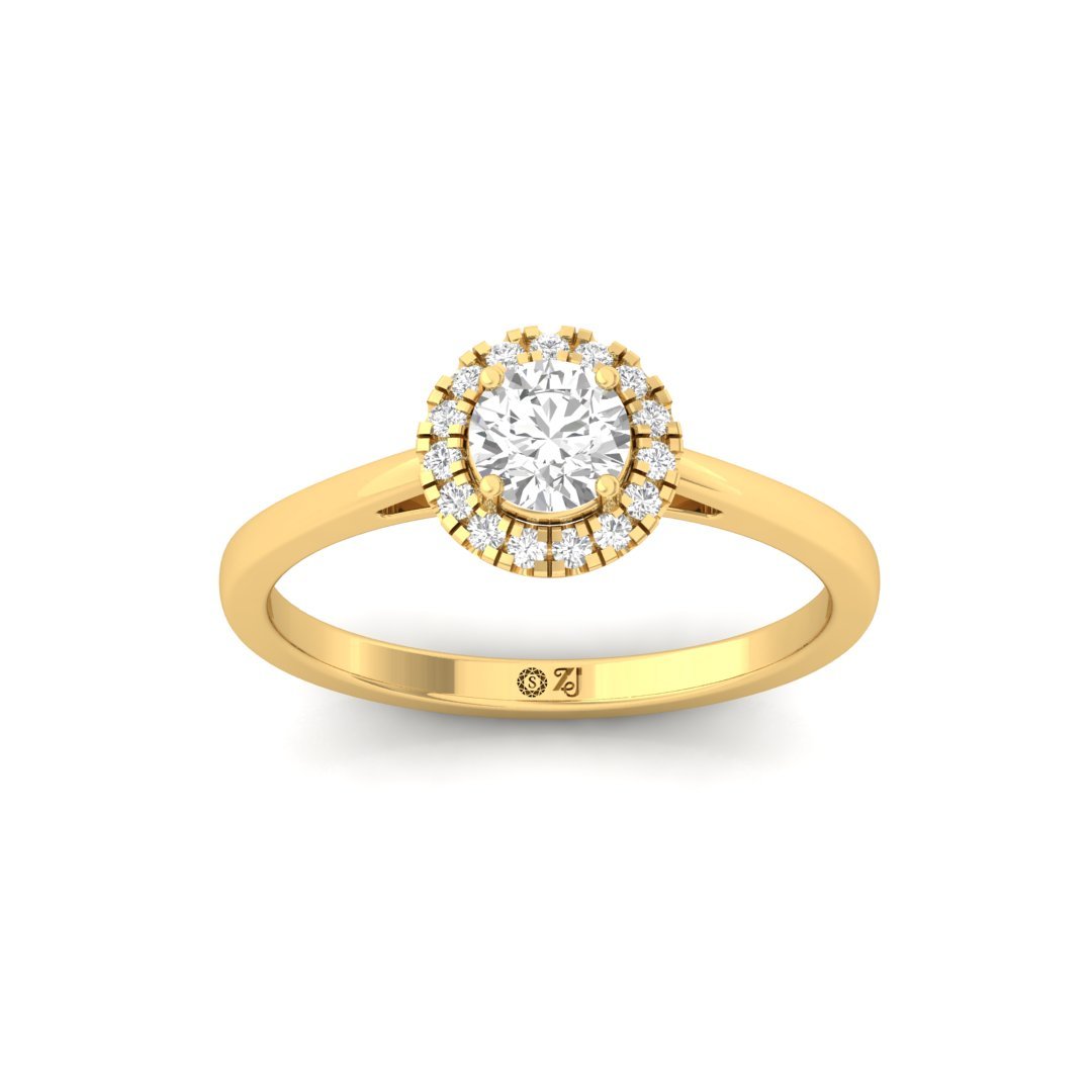 Round Cut Diamond Halo Engagement Ring | Eternal Love Solitaire with Halo | Lab Grown CVD Diamond | 925 Silver | 10K | 14K | 18K - Gold Main View