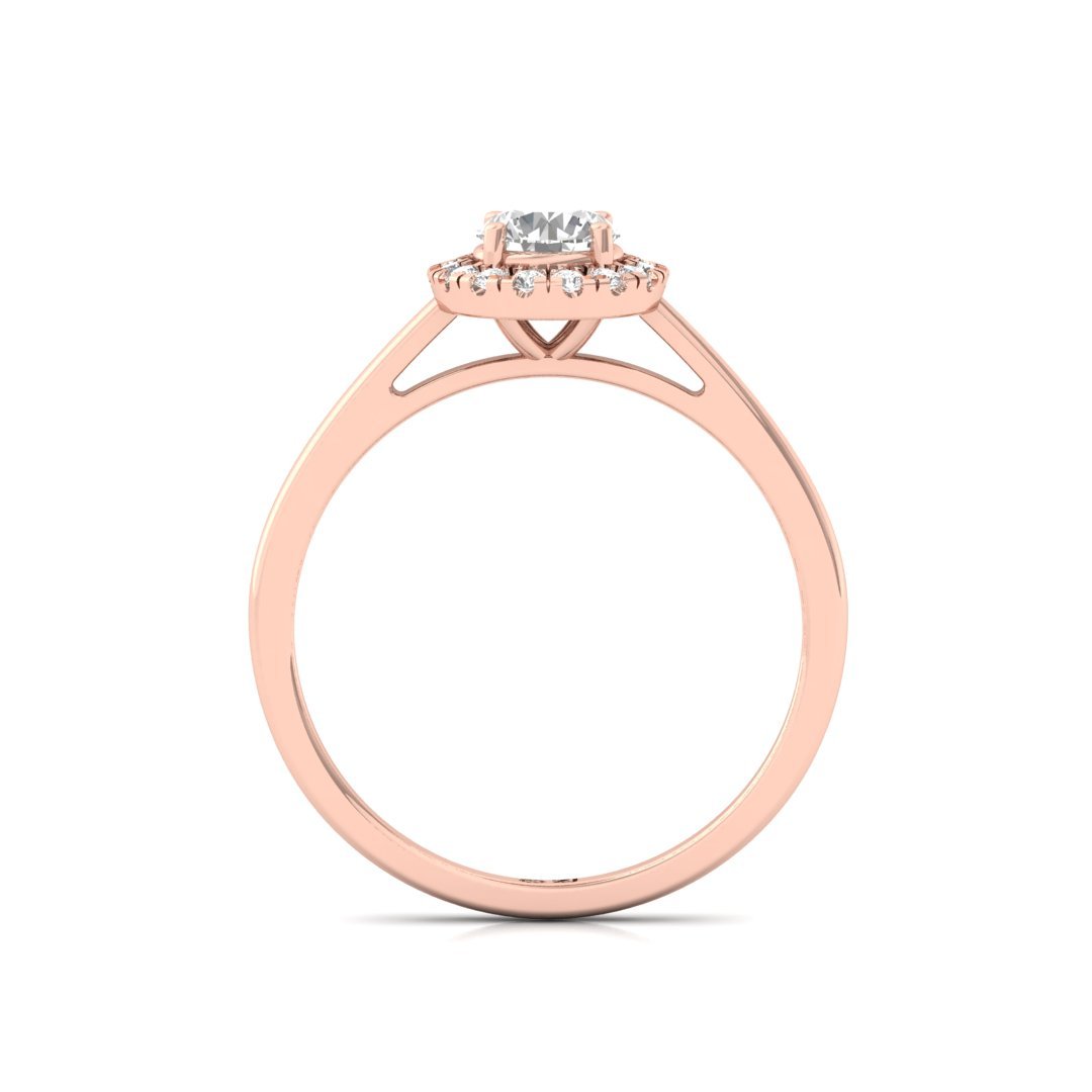 Round Cut Diamond Halo Engagement Ring | Eternal Love Solitaire with Halo | Lab Grown CVD Diamond | 925 Silver | 10K | 14K | 18K - Rose Gold Main View
