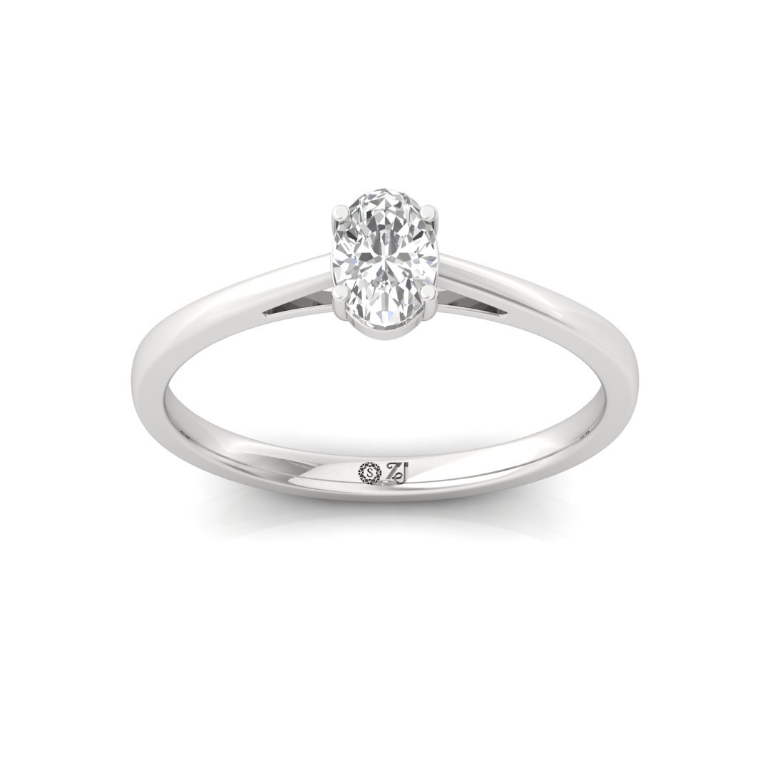 Oval Cut Diamond Engagement Ring | Classic Solitaire Promise Ring of Love | Lab Grown CVD Diamond | 925 Silver | 10K | 14K | 18K - Main View