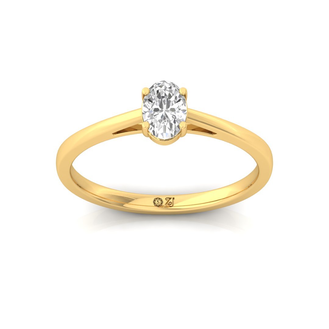Oval Cut Diamond Engagement Ring | Classic Solitaire Promise Ring of Love | Lab Grown CVD Diamond | 925 Silver | 10K | 14K | 18K - Gold Main View
