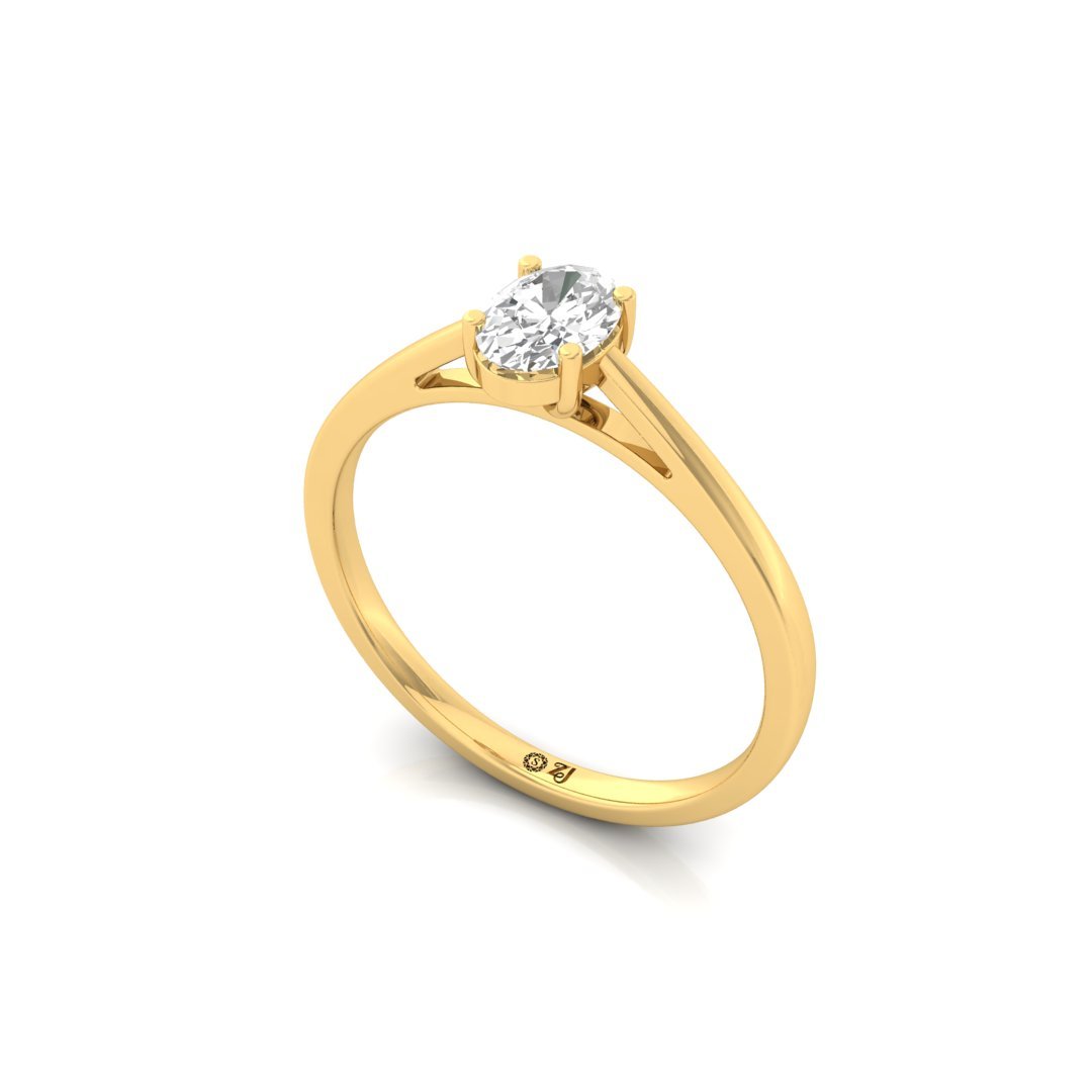 Oval Cut Diamond Engagement Ring | Classic Solitaire Promise Ring of Love | Lab Grown CVD Diamond | 925 Silver | 10K | 14K | 18K - View 2