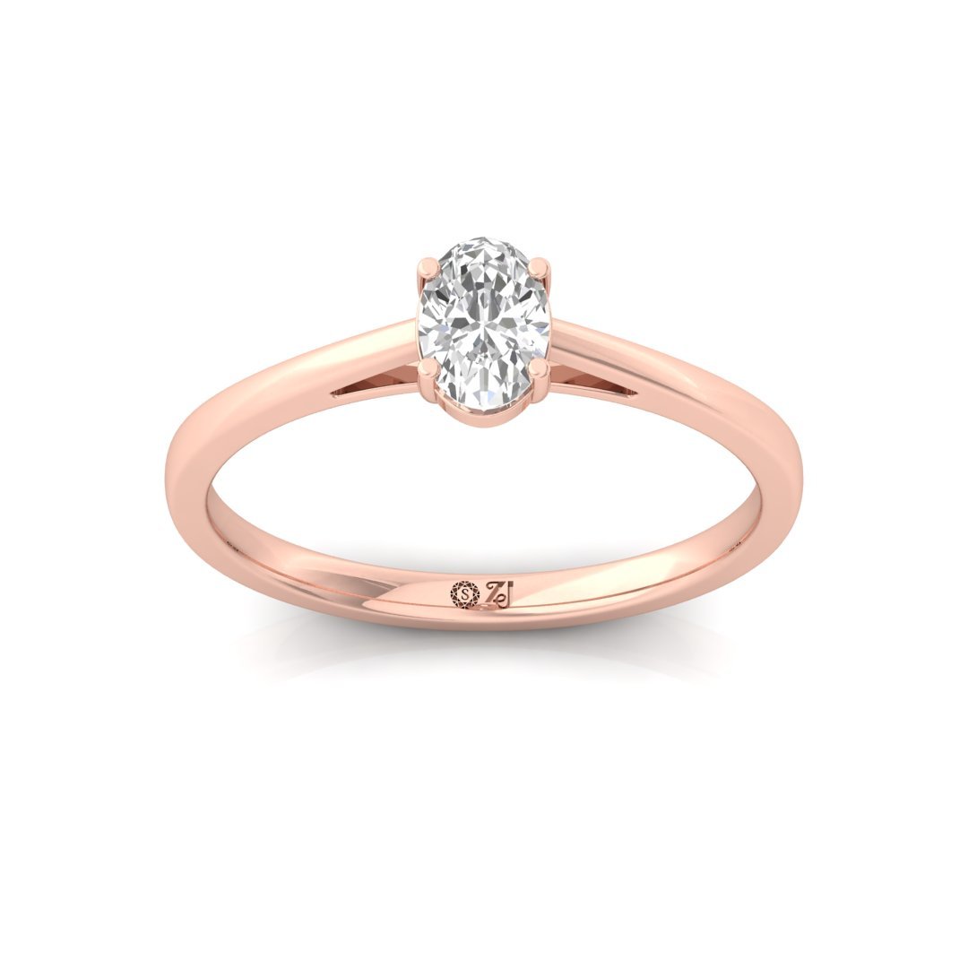 Oval Cut Diamond Engagement Ring | Classic Solitaire Promise Ring of Love | Lab Grown CVD Diamond | 925 Silver | 10K | 14K | 18K - Rose Gold Main View