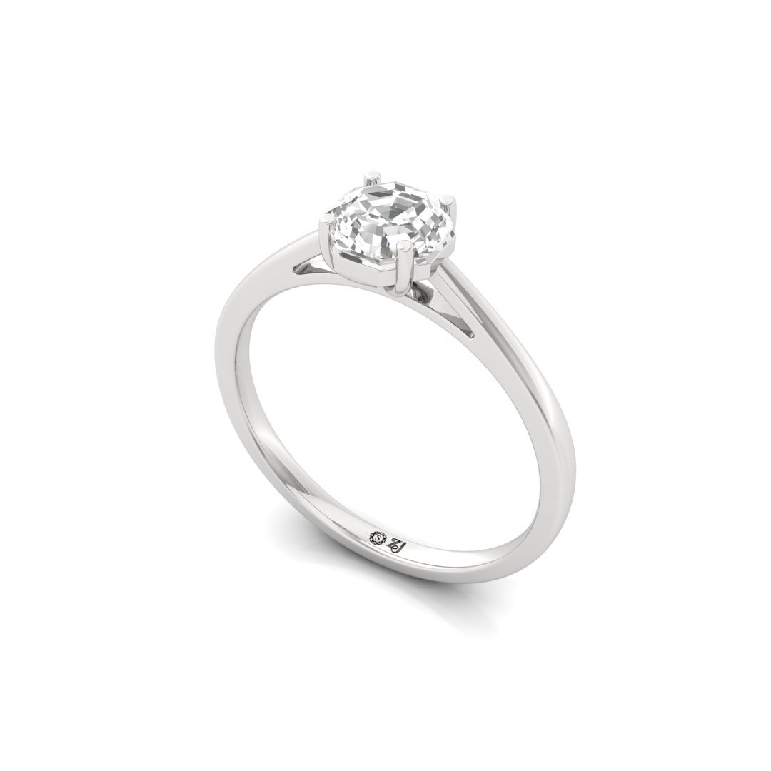 Octagon Cut Diamond Engagement Ring | 0.90 CT Solitaire Promise Ring | Symbol of Eternal Bond | Lab Grown CVD Diamond | 925 Silver | 10K | 14K | 18K - View 2