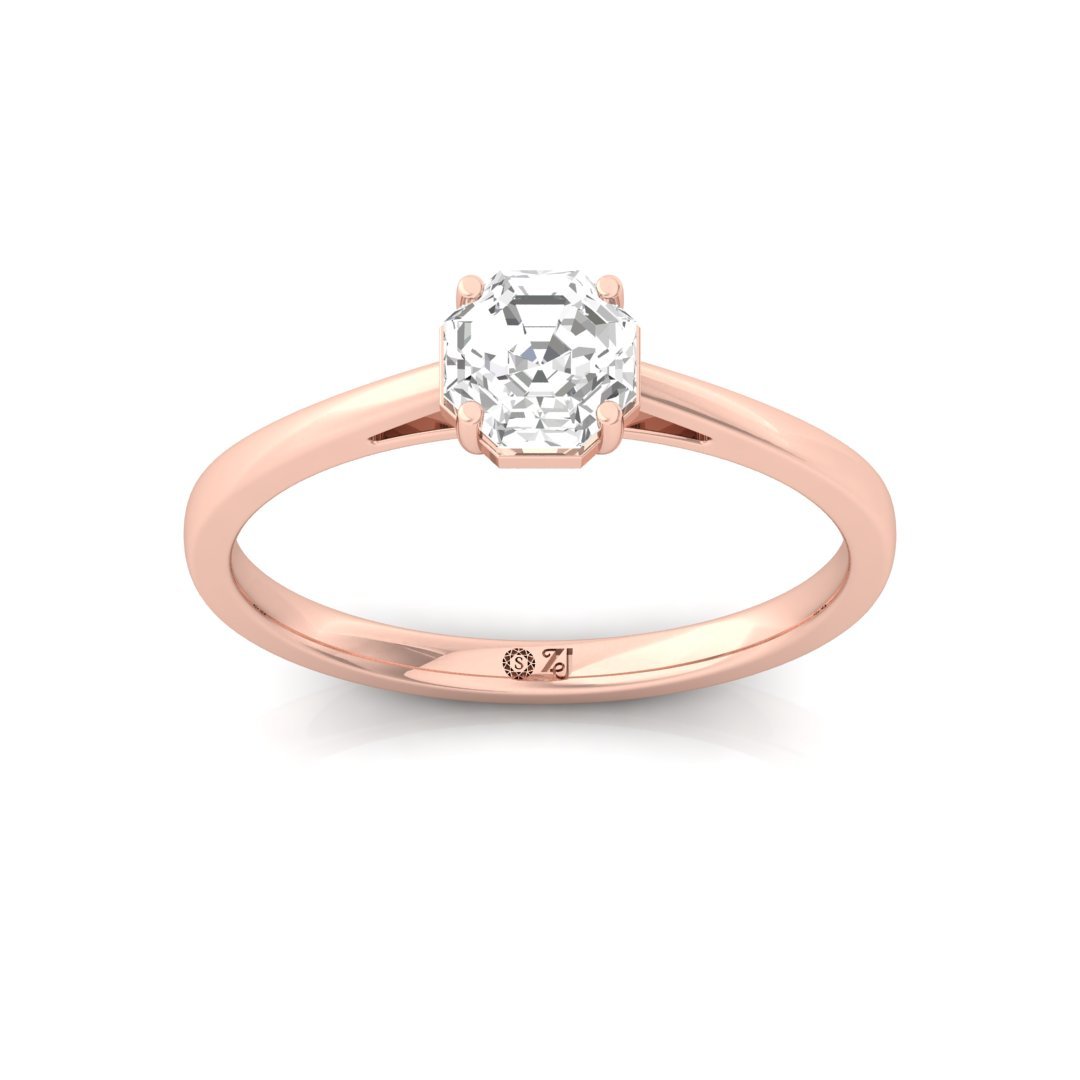 Octagon Cut Diamond Engagement Ring | 0.90 CT Solitaire Promise Ring | Symbol of Eternal Bond | Lab Grown CVD Diamond | 925 Silver | 10K | 14K | 18K - Rose Gold Main View