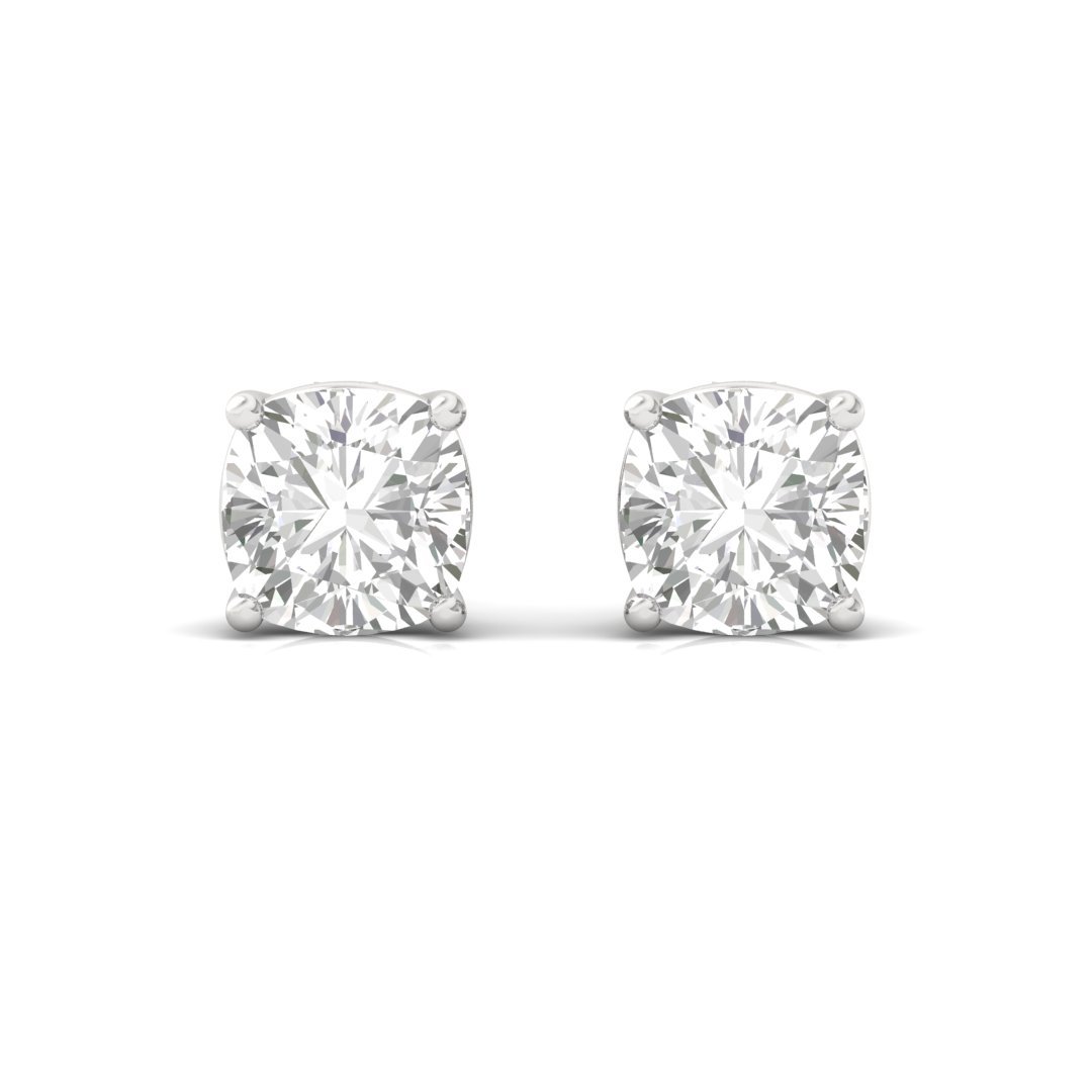Cushion Cut Diamond Stud Earrings (1 Pair) | Timeless Love Lab Grown CVD Diamond Solitaire Earrings | 925 Silver | 10K | 14K | 18K - View 2