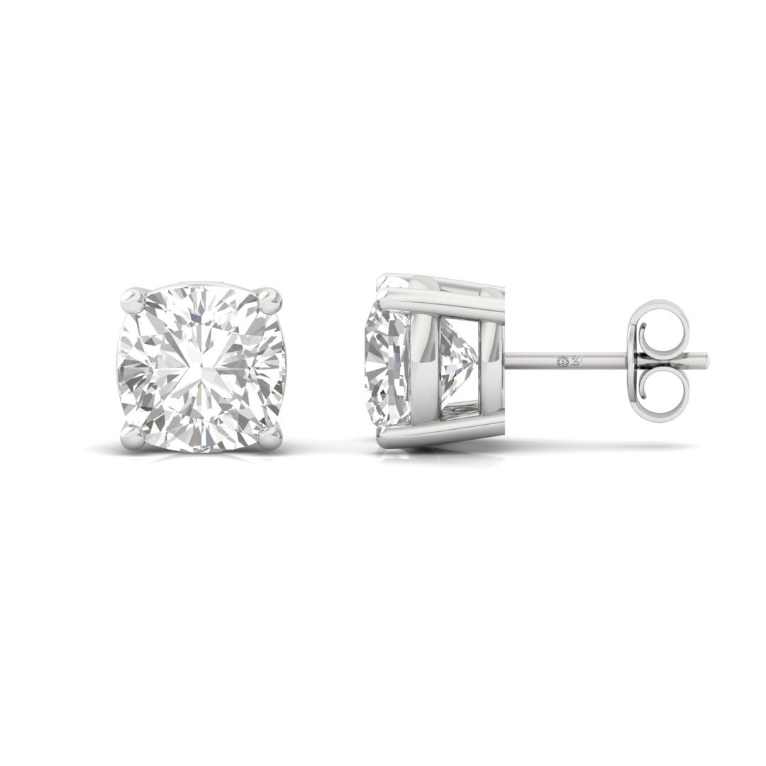 Cushion Cut Diamond Stud Earrings (1 Pair) | Timeless Love Lab Grown CVD Diamond Solitaire Earrings | 925 Silver | 10K | 14K | 18K - Main View