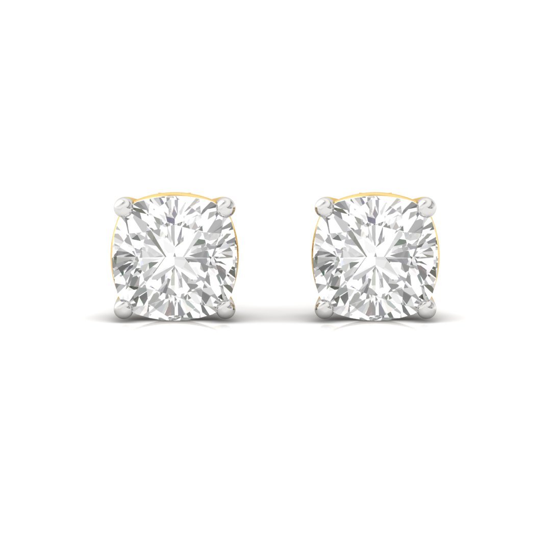 Cushion Cut Diamond Stud Earrings (1 Pair) | Timeless Love Lab Grown CVD Diamond Solitaire Earrings | 925 Silver | 10K | 14K | 18K - View 2