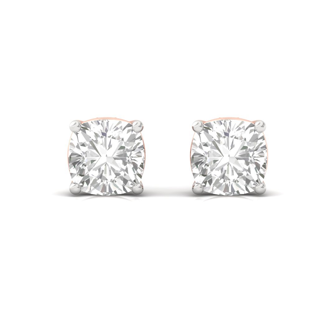 Cushion Cut Diamond Stud Earrings (1 Pair) | Timeless Love Lab Grown CVD Diamond Solitaire Earrings | 925 Silver | 10K | 14K | 18K - View 2