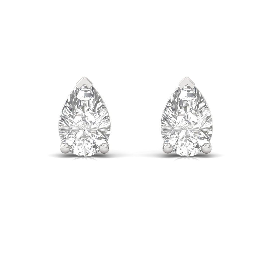 0.71 CT Pear Cut Diamond Stud Earrings (1 Pair) | Teardrop Elegance Lab Grown CVD Diamond Solitaire Earrings | 925 Silver | 10K | 14K | 18K - View 2