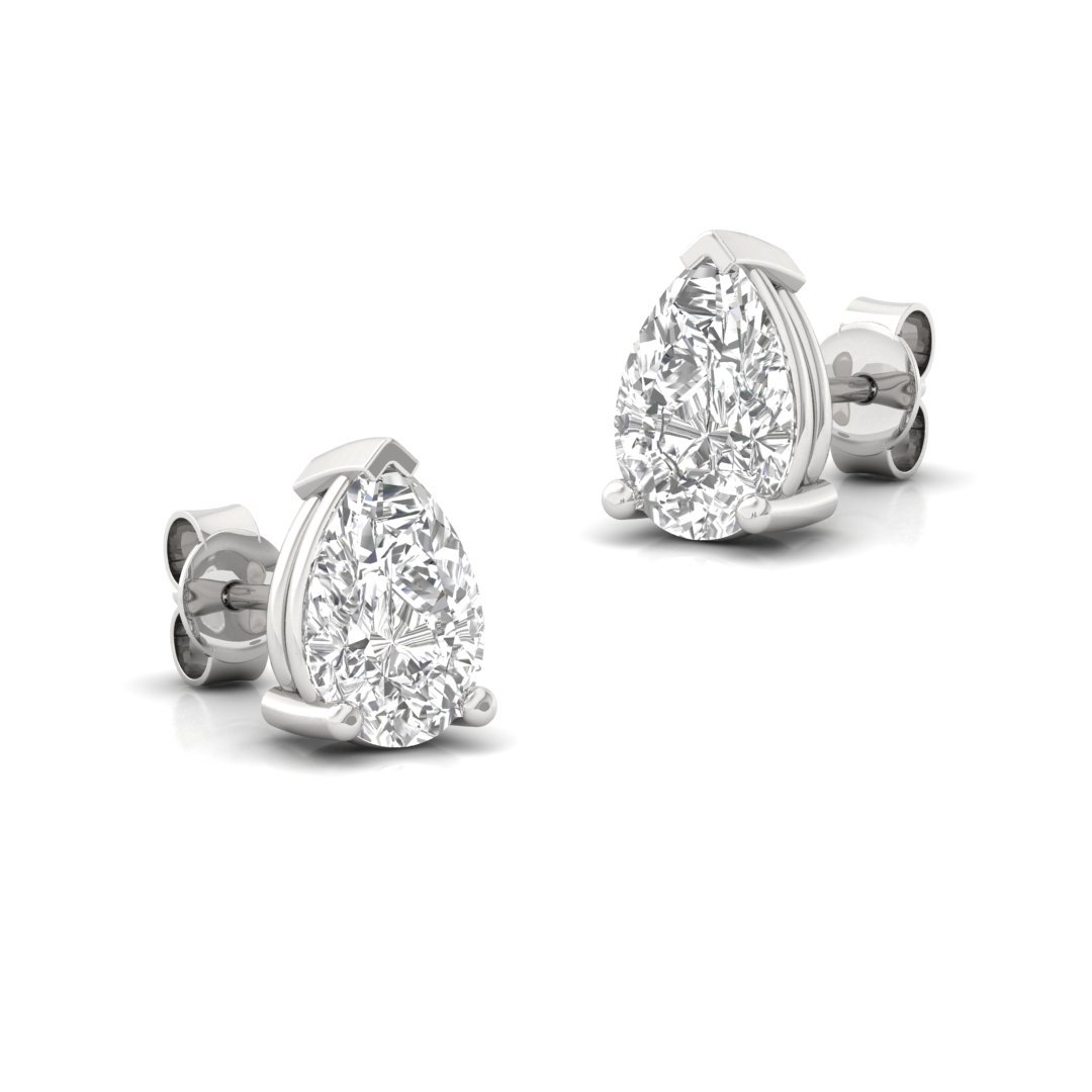0.71 CT Pear Cut Diamond Stud Earrings (1 Pair) | Teardrop Elegance Lab Grown CVD Diamond Solitaire Earrings | 925 Silver | 10K | 14K | 18K - View 3