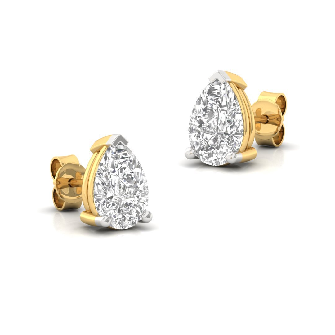 0.71 CT Pear Cut Diamond Stud Earrings (1 Pair) | Teardrop Elegance Lab Grown CVD Diamond Solitaire Earrings | 925 Silver | 10K | 14K | 18K - View 3