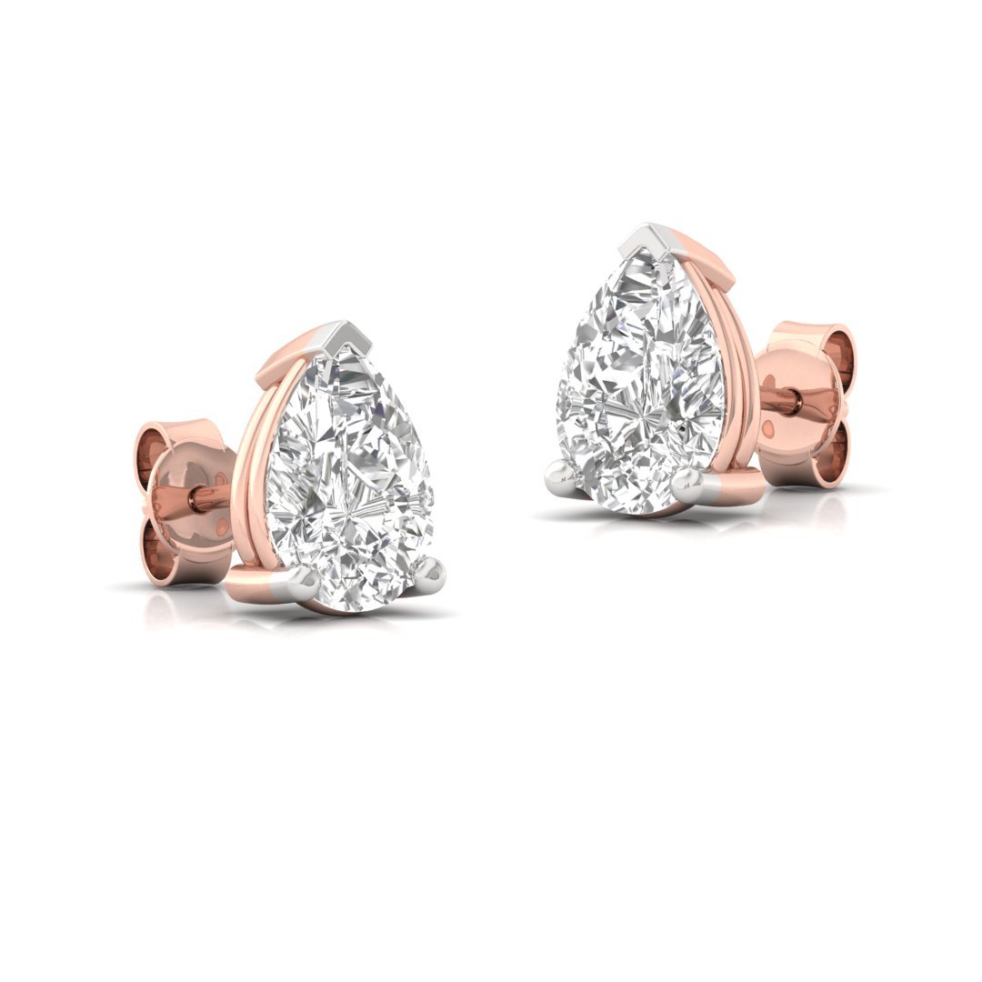 0.71 CT Pear Cut Diamond Stud Earrings (1 Pair) | Teardrop Elegance Lab Grown CVD Diamond Solitaire Earrings | 925 Silver | 10K | 14K | 18K - View 3
