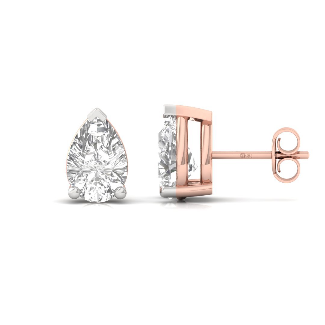 0.71 CT Pear Cut Diamond Stud Earrings (1 Pair) | Teardrop Elegance Lab Grown CVD Diamond Solitaire Earrings | 925 Silver | 10K | 14K | 18K - Rose Gold Main View