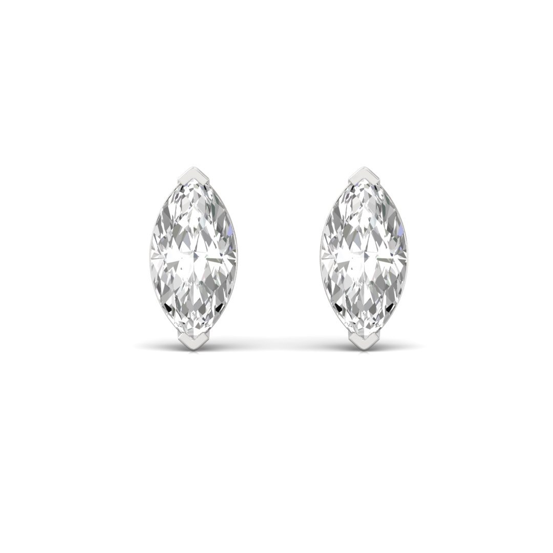 Marquise Cut Diamond Stud Earrings (1 Pair) | Eternal Flame Lab Grown CVD Diamond Solitaire Earrings | 925 Silver | 10K | 14K | 18K - View 2