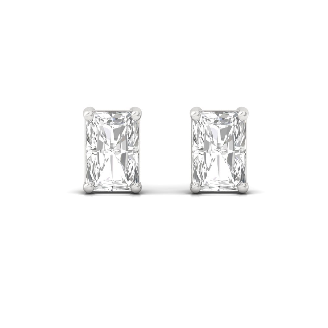 Radiant Cut Diamond Stud Earrings (1 Pair) | Brilliant Sparkle Lab Grown CVD Diamond Solitaire Earrings | 925 Silver | 10K | 14K | 18K - View 2