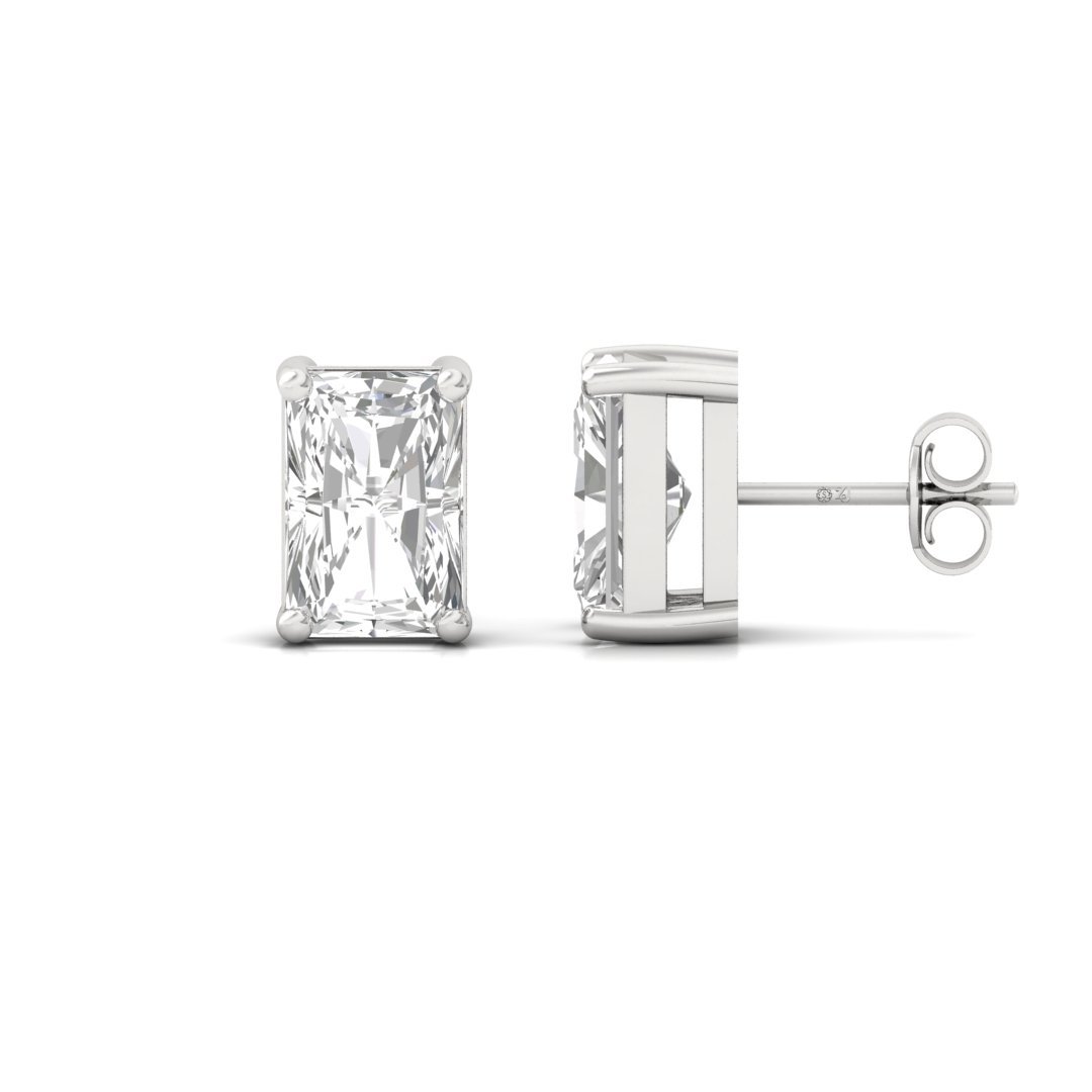 Radiant Cut Diamond Stud Earrings (1 Pair) | Brilliant Sparkle Lab Grown CVD Diamond Solitaire Earrings | 925 Silver | 10K | 14K | 18K - Main View