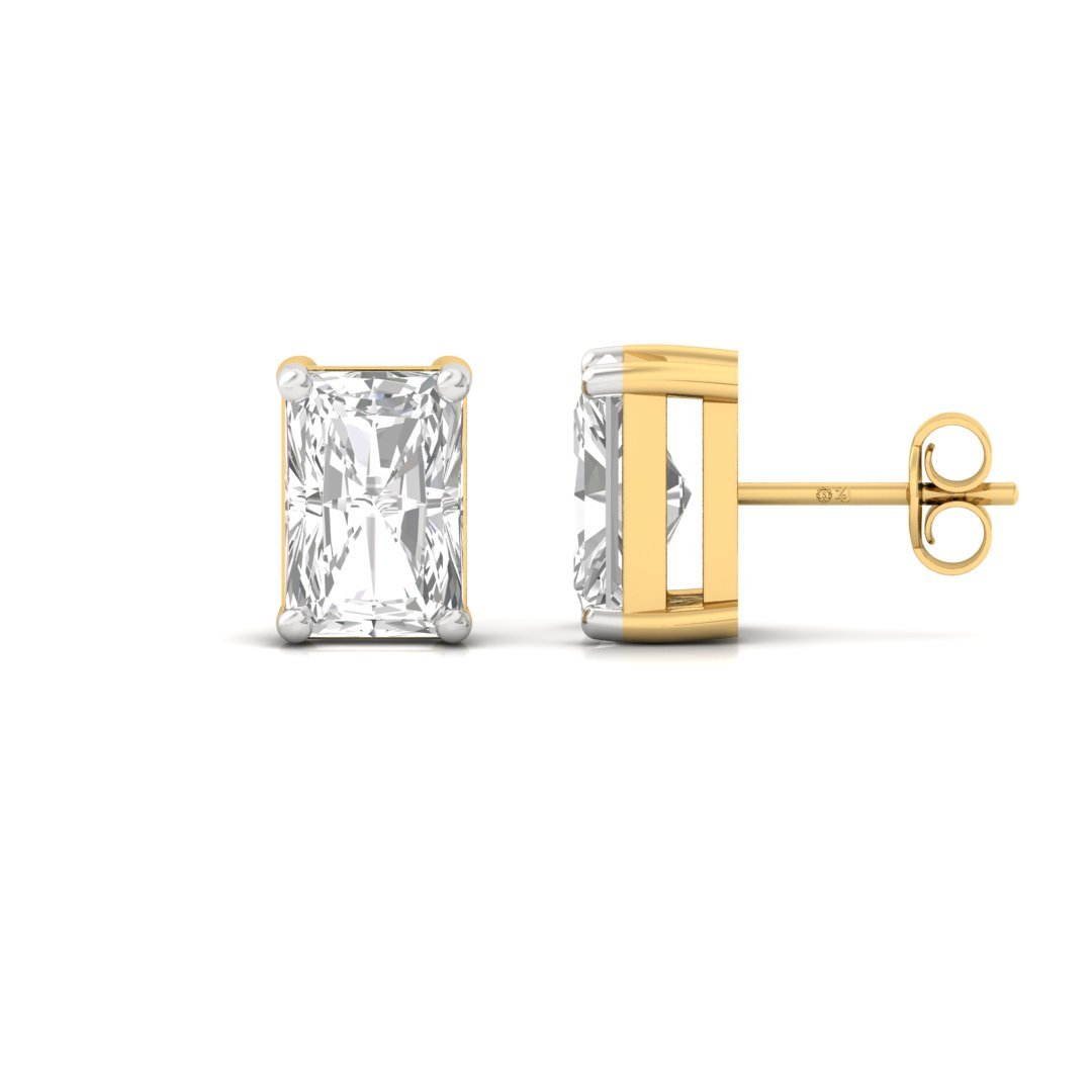 Radiant Cut Diamond Stud Earrings (1 Pair) | Brilliant Sparkle Lab Grown CVD Diamond Solitaire Earrings | 925 Silver | 10K | 14K | 18K - Gold Main View