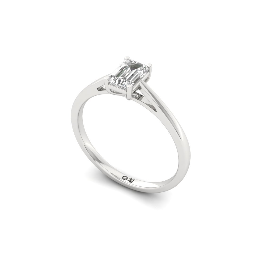 Emerald Cut Solitaire Diamond Ring of Pure Grace | Lab Grown CVD Engagement Ring | 925 Silver | 10K | 14K | 18K - View 2