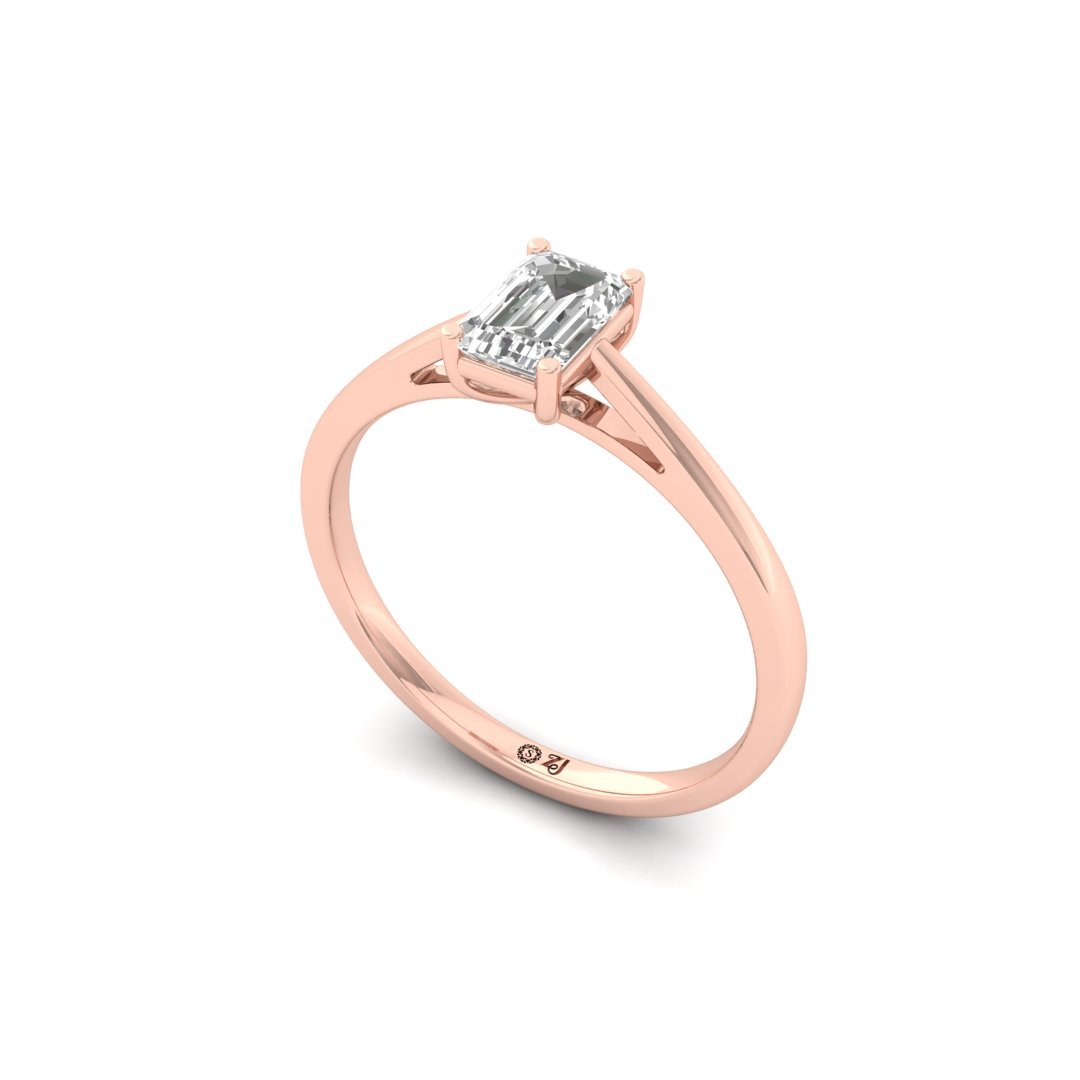 Emerald Cut Solitaire Diamond Ring of Pure Grace | Lab Grown CVD Engagement Ring | 925 Silver | 10K | 14K | 18K - View 2
