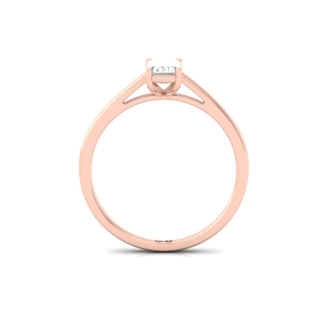 Emerald Cut Solitaire Diamond Ring of Pure Grace | Lab Grown CVD Engagement Ring | 925 Silver | 10K | 14K | 18K - View 3