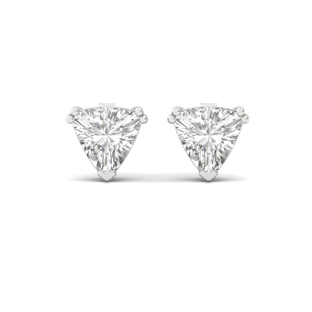 Trillion Cut Diamond Stud Earrings (1 Pair) | Modern Lab Grown CVD Solitaire Earrings | Symbol of Bold Love & Elegance | 925 Silver | 10K | 14K | 18K - View 2