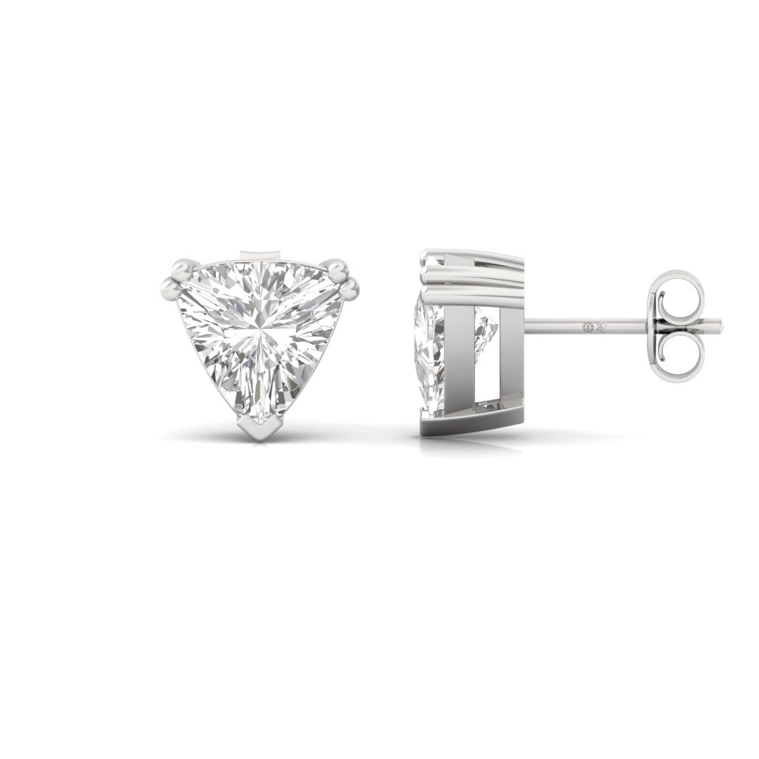 Trillion Cut Diamond Stud Earrings (1 Pair) | Modern Lab Grown CVD Solitaire Earrings | Symbol of Bold Love & Elegance | 925 Silver | 10K | 14K | 18K - Main View