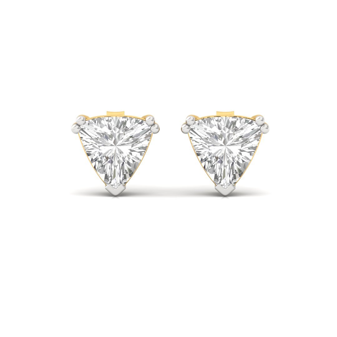 Trillion Cut Diamond Stud Earrings (1 Pair) | Modern Lab Grown CVD Solitaire Earrings | Symbol of Bold Love & Elegance | 925 Silver | 10K | 14K | 18K - View 2