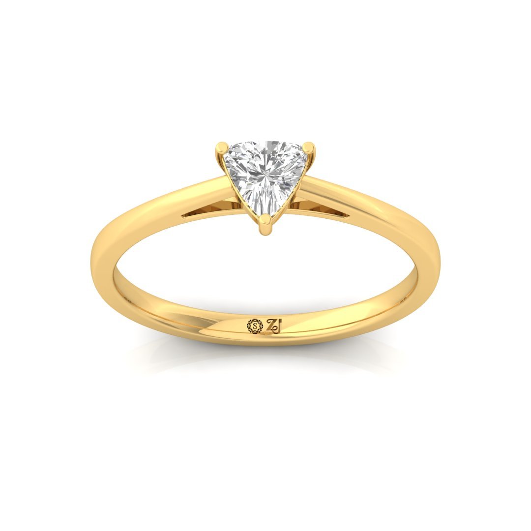 Trillion Cut Diamond Engagement Ring | Modern Lab Grown CVD Solitaire Ring of Strength & Bonding | 925 Silver | 10K | 14K | 18K - Gold Main View