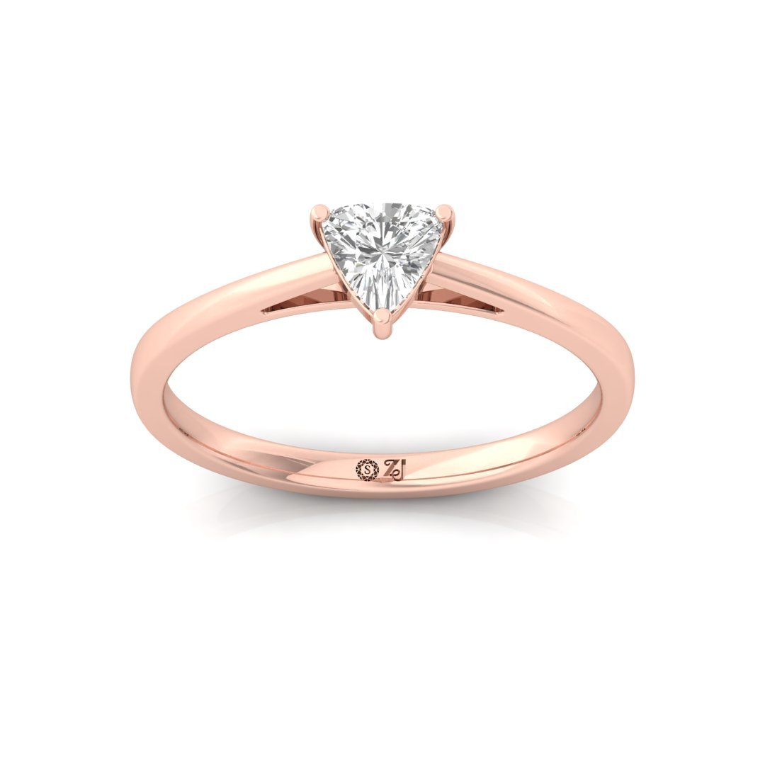 Trillion Cut Diamond Engagement Ring | Modern Lab Grown CVD Solitaire Ring of Strength & Bonding | 925 Silver | 10K | 14K | 18K - Rose Gold Main View