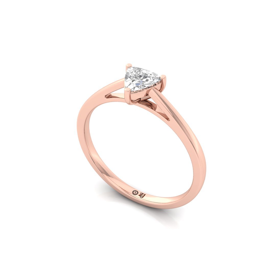 Trillion Cut Diamond Engagement Ring | Modern Lab Grown CVD Solitaire Ring of Strength & Bonding | 925 Silver | 10K | 14K | 18K - View 2