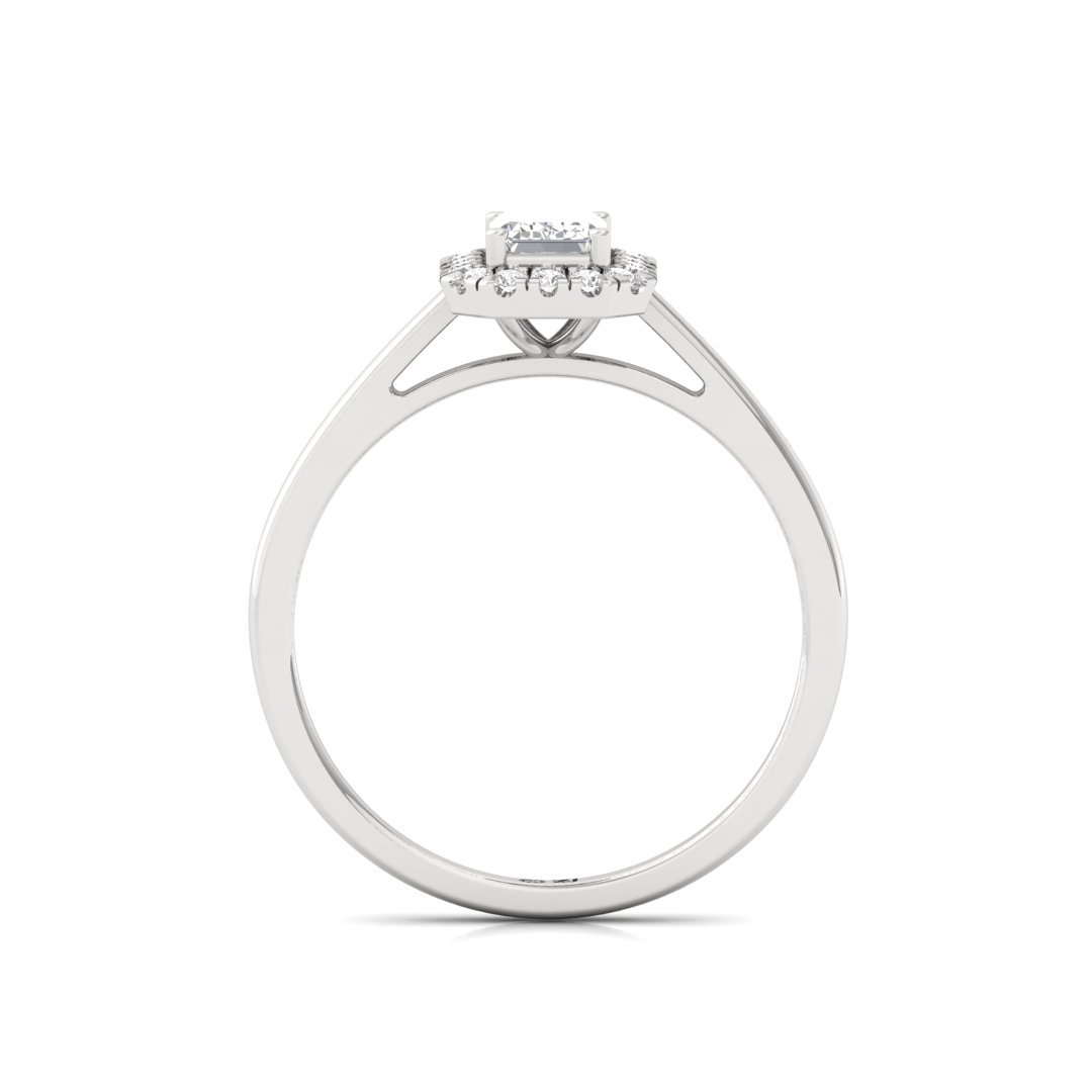 Emerald Cut Diamond Halo Engagement Ring | Timeless Lab Grown CVD Solitaire of Love & Elegance | 925 Silver | 10K | 14K | 18K - View 3