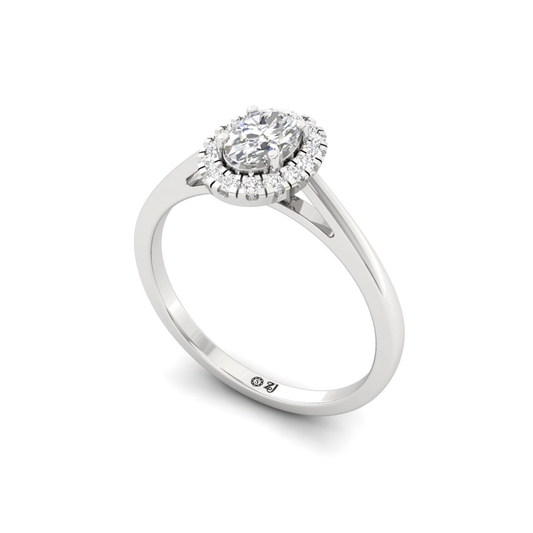 Oval Cut Diamond Halo Engagement Ring | Elegant Lab Grown CVD Diamond Ring of Love & Commitment | 925 Silver | 10K | 14K | 18K - View 2