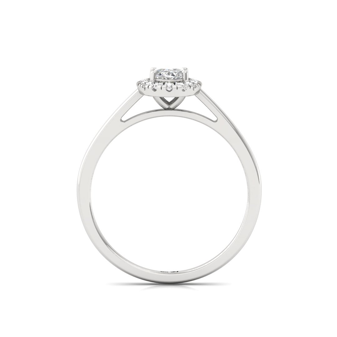 Oval Cut Diamond Halo Engagement Ring | Elegant Lab Grown CVD Diamond Ring of Love & Commitment | 925 Silver | 10K | 14K | 18K - View 3