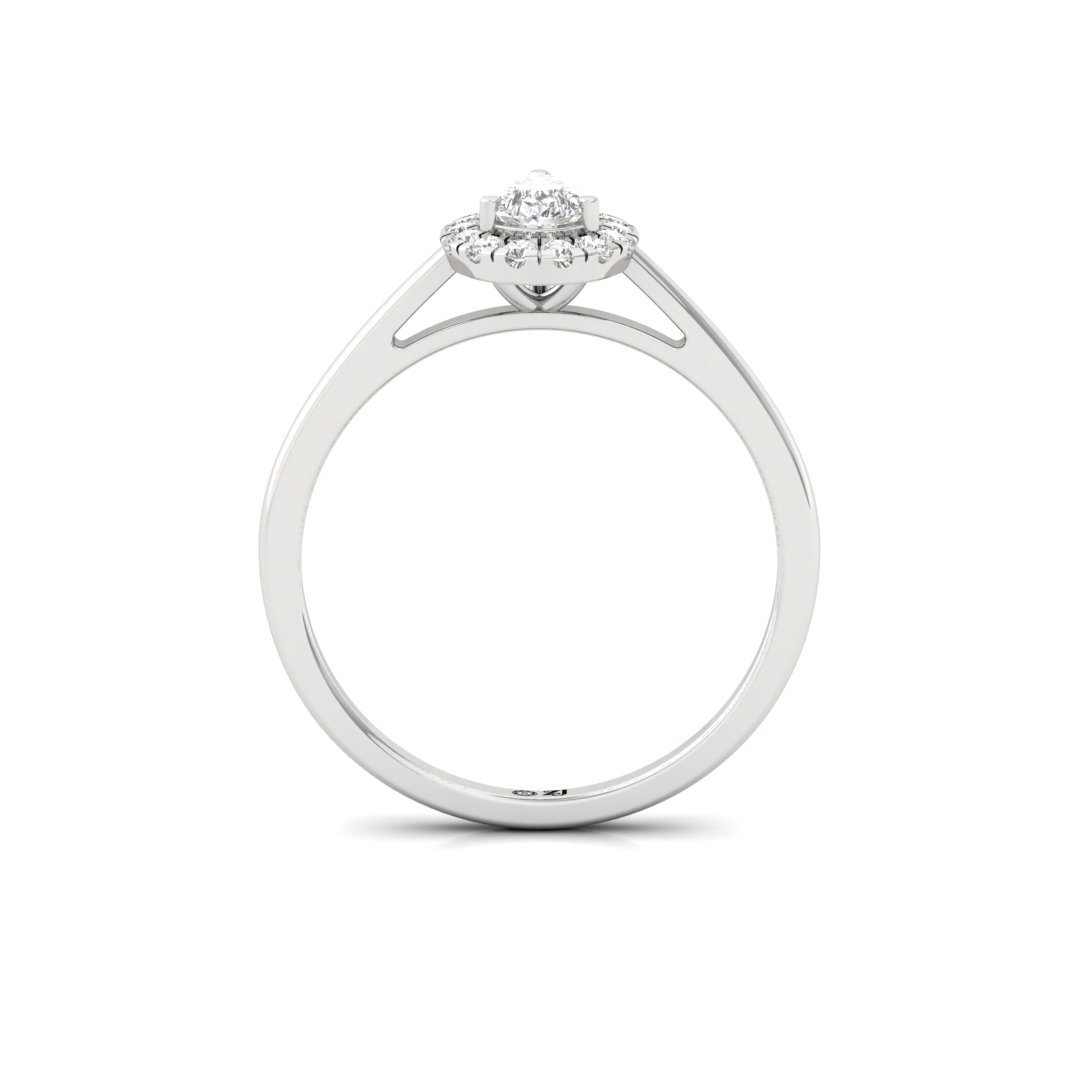 Pear Cut Diamond Halo Engagement Ring | Graceful Lab Grown CVD Diamond Promise Ring of Eternal Love | 925 Silver | 10K | 14K | 18K - View 3
